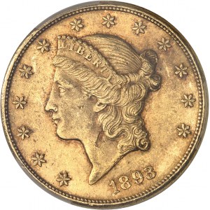 République fédérale des États-Unis d’Amérique (1776-à nos jours). 20 dollars Liberty 1893, CC, Carson City.