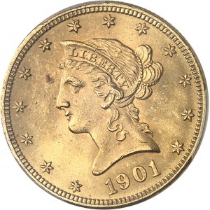 République fédérale des États-Unis d’Amérique (1776-à nos jours). 10 dollars Liberty 1901, Philadelphie.