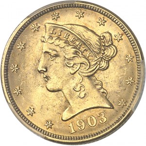 République fédérale des États-Unis d’Amérique (1776-à nos jours). 5 dollars Liberty 1903, Philadelphie.
