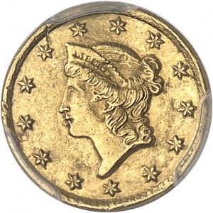République fédérale des États-Unis d’Amérique (1776-à nos jours). 1 dollar Liberty 1850, C, Charlotte.