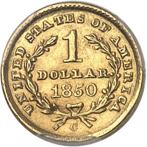République fédérale des États-Unis d’Amérique (1776-à nos jours). 1 dollar Liberty 1850, C, Charlotte.