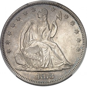 République fédérale des États-Unis d’Amérique (1776-à nos jours). 1/2 dollar à la Liberté assise 1873, Philadelphie.
