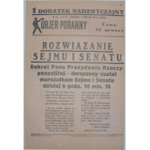 Kurjer Poranny - Rozwiązanie Sejmu, 13 Września 1938 r.