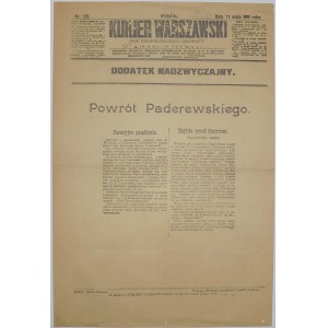 Kurjer Warszawski - Powrót Paderewskiego, 11 maja 1919