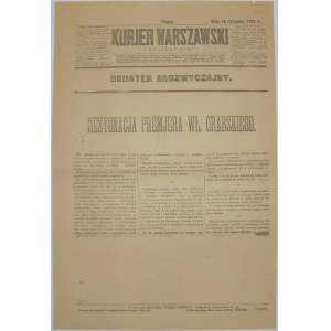 Kurjer Warszawski - Dymisja Rządu Grabskiego, 13.11.1925