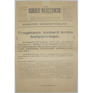 Kurjer Warszawski Wypadek Króla Belgii. 18 lutego 1934