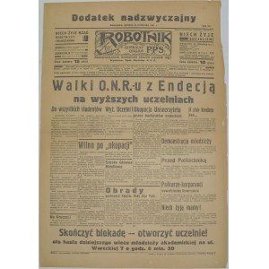 Robotnik- Walki na Uczelniach, ONR i ND, 24.11.1936