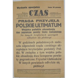 Czas - Ultimatum W Sprawie Zaolzia, 1 października 1938