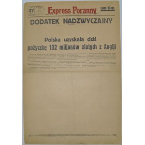 Express Poranny - Pożyczka Z Anglii Na PKP, 27.01.1934