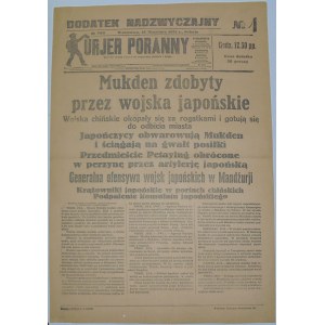 Kurjer Poranny - Konflikt W Mandżurii, 19 Września 1931 r.