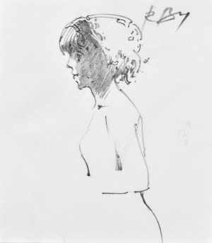 Roman BANASZEWSKI (1932-2021), Szkic kobiety z lewego profilu