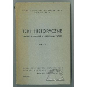 TEKI Historyczne. Cahiers d' histoire - Historical papers. Tom XII.