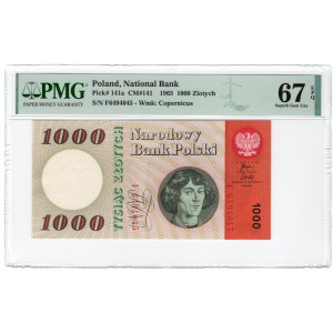 1.000 złotych 1965 - seria F - PMG 67 EPQ - 2-ga max nota
