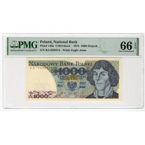 1.000 złotych 1975 - seria BA - PMG 66 EPQ