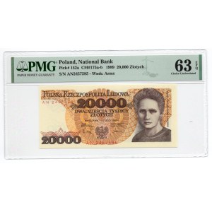 20.000 złotych 1989 - seria AN - PMG 63 EPQ