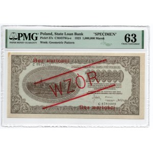 1.000.000 marek polskich 1923 - C0012345/C6789000 - WZÓR - PMG 63 - RZADKI