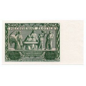 50 złotych 1936 - seria AD - awers bez druku głównego