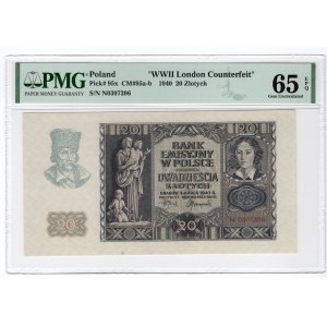 20 złotych 1940 - seria N - PMG 65 EPQ