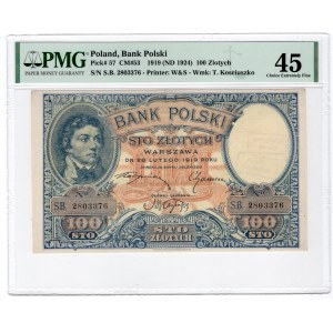 100 złotych 1919 - seria S.B. - PMG 45