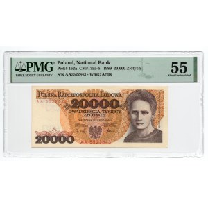 20 000 złotych 1989 - seria AA - PMG 55