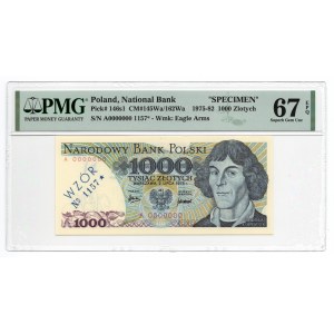 WZÓR/SPECIMEN - 1.000 złotych 1975 - seria A - PMG 67 EPQ - MAX NOTA