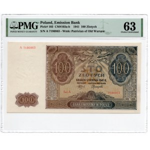 100 złotych 1941 - seria A - PMG 63