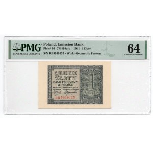 1 złoty 1941 - seria BB - PMG 64