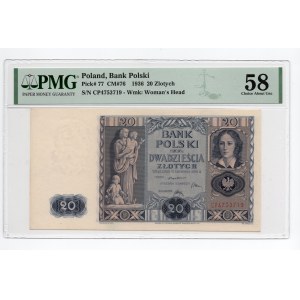 20 złotych 1936 - seria CP - PMG 58