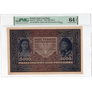 5.000 marek polskich 1920 - III Serja D - PMG 64 EPQ