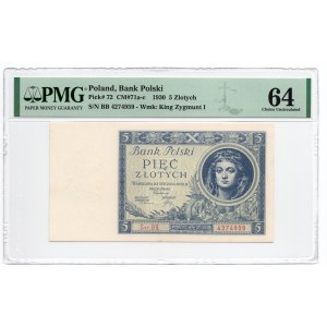 5 złoty 1930 - seria BB - PMG 64