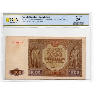 1 000 złotych 1946 - seria F - PCGS 25