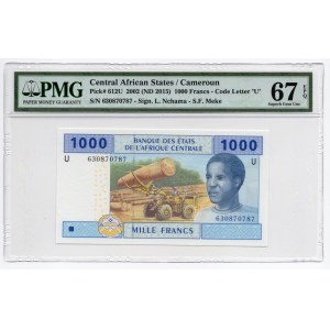 Afryka Centralna - 1000 Franków 2002 - PMG 67 EPQ