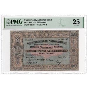 Szwajcaria - 20 franków 1927 - PMG 25
