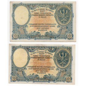 Zestaw 2 sztuk - 100 złotych 1919 - Seria S.B.