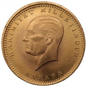 TURCJA - 100 Kurush 1923 AN39 (1961) - złoto Au900, 7,21 gram