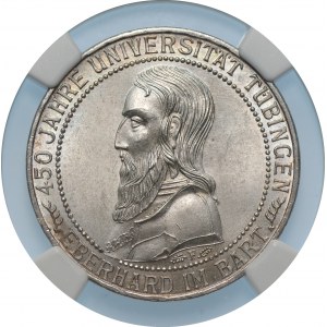 NIEMCY - Republika Weimarska - 3 marki 1927 - F, Stuttgart - Uniwersytet w Tybindze - NGC UNC Details