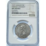 NIEMCY - Republika Weimarska - 3 marki 1927 - F, Stuttgart - Uniwersytet w Tybindze - NGC UNC Details