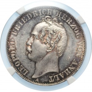 NIEMCY - Anhalt-Dessau - Leopold Fryderyk - Talar 1863 - NGC UNC Details