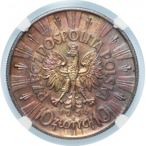 II RP - 10 złotych 1936 - Józef Piłsudski - NGC UNC Details