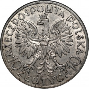 II RP - 10 złotych 1932 - Głowa kobiety BZM - PCG MS68