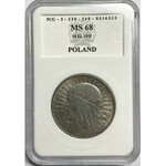 II RP - 10 złotych 1932 - Głowa kobiety BZM - PCG MS68