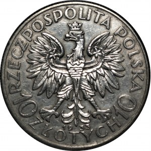 II RP - 10 złotych 1933 - Głowa kobiety - PCG MS68