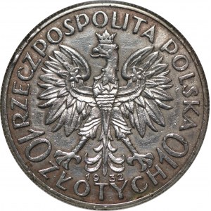 II RP - 10 złotych 1932 - Głowa kobiety BZM - PCG MS68