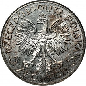 II RP - 5 złotych 1933 - Głowa kobiety - PCG MS64