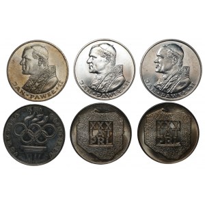 Zestaw 6 sztuk monet srebrnych (1976-1983) Mapka, Jan Paweł II