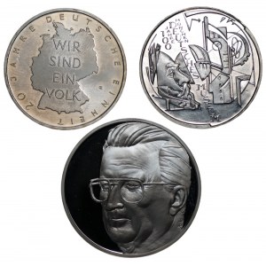 NIMECY, BELGIA - 2 x 10 euro (2003-2010), 20 euro 1996 - Zestaw 3 sztuk srebrnych monet