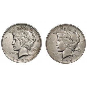 USA - 2 x dolar 1922 - Peace Dollar