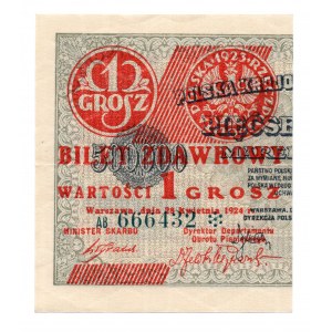 Bilet Zdawkowy - 1 grosz 1924 - seria AB