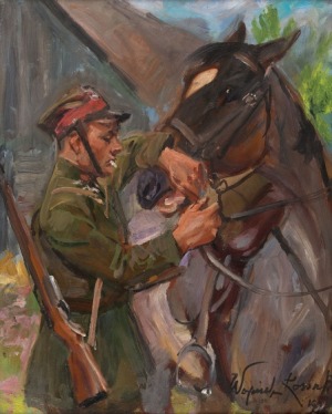 Wojciech Kossak, UŁAN Z KONIEM, 1939