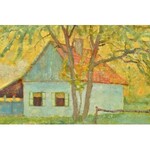 Károlyi Lajos (1877-1927): Tanya, 1915. Olaj, vászon, jelzett. Dekoratív fa keretben. 62x74 cm
